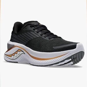 Saucony Men's Black and White Running Shoes with Gold Accents